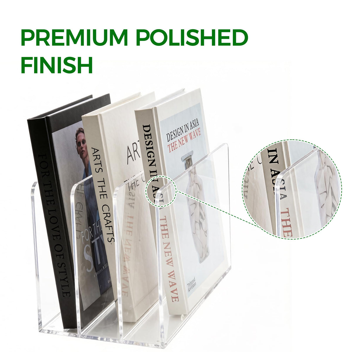 Acrylic Magazine File Holder, 4 Vertical Compartments Desk Document Sorter Organizer, Clear Folder Rack Binder for Office/Home/Classroom, for Documents, Tablet, Magazines, Books & Accessories B5, 4 Sections
