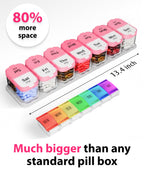 Large Weekly Pill Organizer and Medication Dispenser
