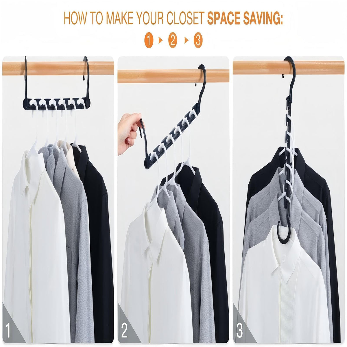 10 Pack Max Space Saving Hangers 360° Swivel Hooks Saving Closet Organizer