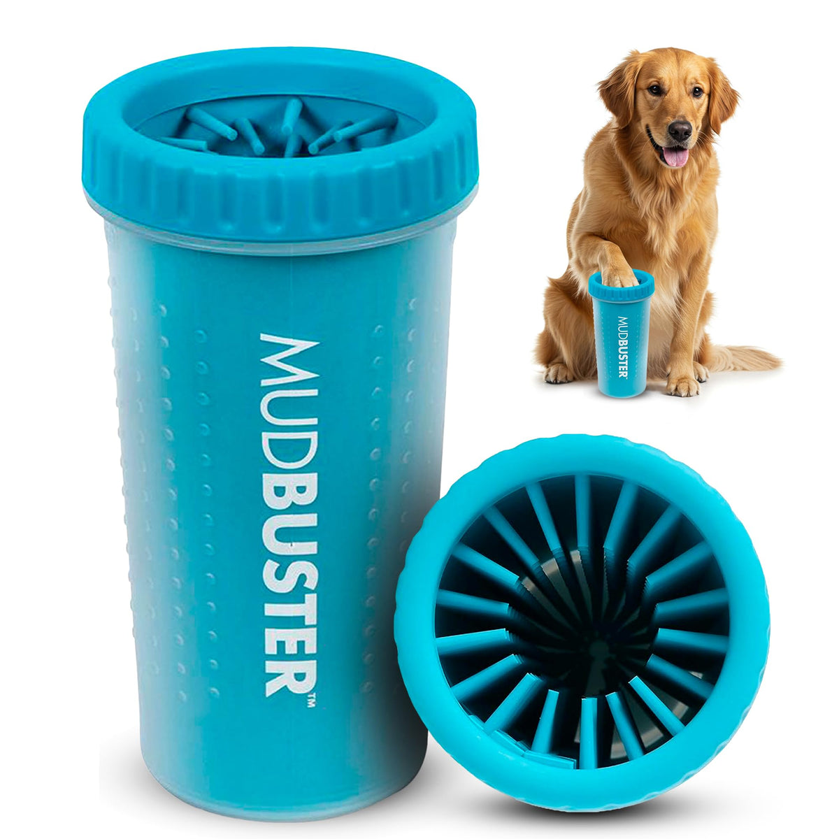 Dexas MudBuster Large Dog Paw Cleaner, Blue, Fits 2.5"-3.5" Wide Paws,...