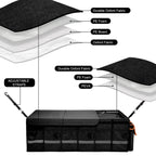 Car Trunk Organizer and Storage with Lid & Removable Leakproof Cooler Bag, Car Accessories 6 Removable Dividers for Custom Space, Collapsible Large Trunk Organizers Interior for SUV Sendan with Cover Black