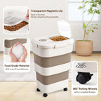 ZOMISIA 40-50lbs Collapsible Dog Food Storage Container with Wheels, Khaki