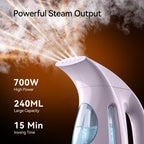 HiLIFE Steamer for Clothes, Portable Handheld Design, 240ml Big Capacity, 700W, Strong Penetrating Steam, Removes Wrinkle, for Home, Office(ONLY FOR 120V)-Black 1-Black