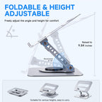 Leeboom Laptop Stand for Desk, Adjustable Foldable Aluminum Riser, Silver