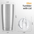 20oz Tumbler Bulk with Lid Stainless Steel Tumblers, 6 Pack
