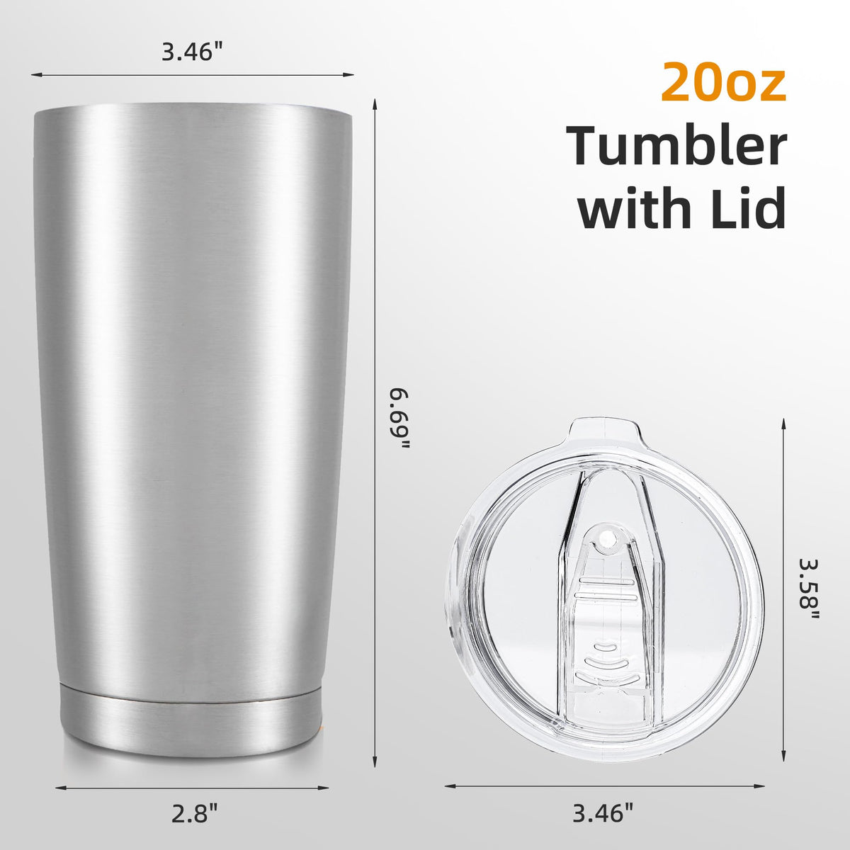 20oz Tumbler Bulk with Lid Stainless Steel Tumblers, 6 Pack