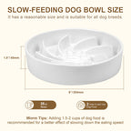 Ceramic Slow Feeder Dog Bowl, 3 Cup Dog Food or 25oz Water, Slow Eating Bowl for Middle Breed, Maze Puzzle Feeder for Fast Eaters, Anti-Choking Stop Bloat, Non-Slip BPA Free (White) White