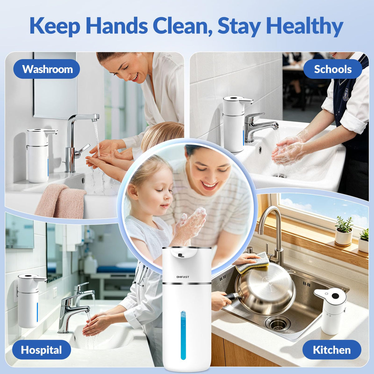 Automatic Liquid Soap Dispenser Touchless,6-Level Adjustable,USB Rechargeable Smart Soap Dispenser,16.9oz/500mL Compatible with Thick Thin Dish/Hand Soap for Bathroom Accessories Kitchen Sink-White White Gel