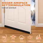 Door Draft Stopper, Door Sweep for Bottom of Door, Weather Stripping Door Seal Gap Filler Bottom Blocker Soundproofing Cold Air Insulation Save Energy Install Quickly Easily (Black, 39‘’) 39‘’ Black