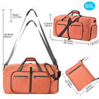 Felipe Varela Foldable Duffle Bag for Travel Weekend Overnight Gym Camping A Black 40L
