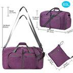 Felipe Varela Foldable Duffle Bag for Travel Weekend Overnight Gym Camping A Black 40L