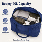 Foldable Travel Duffle Bag with Trolley Sleeve 40L Travel Bag Black