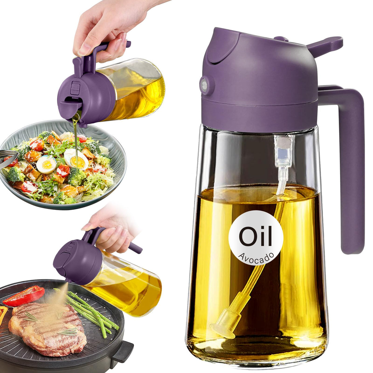YARRAMATE Olive Oil Dispenser, 2 in 1 Sprayer for Cooking, 16oz/470ml...