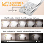 Gritin 14.7inch Under Cabinet Lighting Rechargeable 2 Pack Silver 14.7 inch