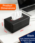 Large Car Tissue Holder PU Leather Organizer with 2 Mesh Pockets