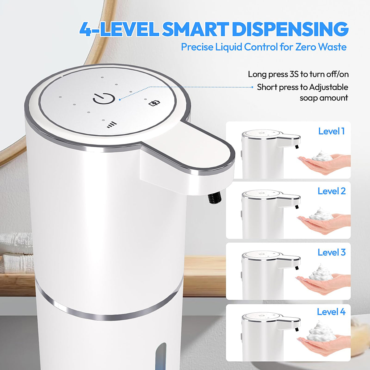 2 Pack Automatic Foaming Soap Dispenser,Touchless Foam Soap Dispenser,12.8oz Rechargeable Wall Mounted Smart for Bathroom and Kitchen Dish Soap,Easy for Toddlers(Black) Black