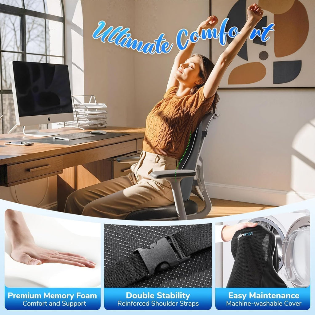 Niceeday Lumbar Support Pillow for Office Chair Car Back Pillow,...