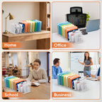 File Organizer For Desk, 7 Section Metal Desktop File Sorter, Black