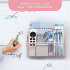 YINGHUA 3 Compartment Magnetic Metal Mesh Pen Holder, White Desk Caddy