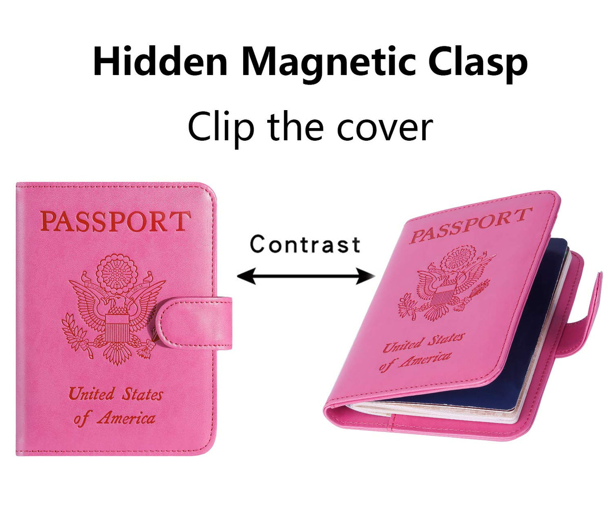 Passport Holder Cover Wallet RFID Blocking, Travel Essentials Pink Passport Covers