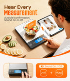 Food Scale 33 lb Capacity, Rechargeable Kitchen Scale with 7 Units Sliver