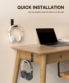Foldable Aluminum Headphone Stand and Desk Mount Hook
