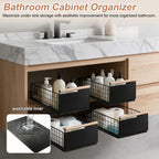 2 Pack Pull Out Cabinet Organizer Slide Out Storage Baskets with Wooden Handle, Spice Rack for Kitchen, Pantry Shelves No Drill Pullout Drawers for Under Sink, 6.6''H*9.3''W*15.7''D White 2 Pack