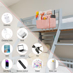 Bedside Caddy Organizer 5 Pockets and 4 Hooks for Bunk Bed Black