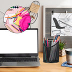 Delifox 2 Pack Pen Holder Mesh Round Pencil Holder 3 Compartments, Black