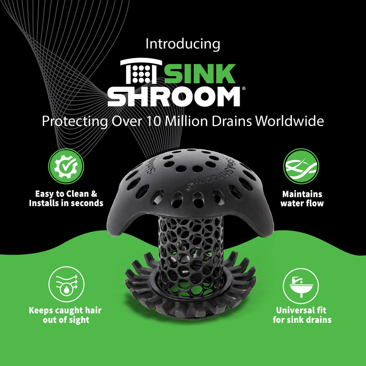 SinkShroom Ultra Revolutionary Bathroom Sink Drain Protector, Stainless Steel Single