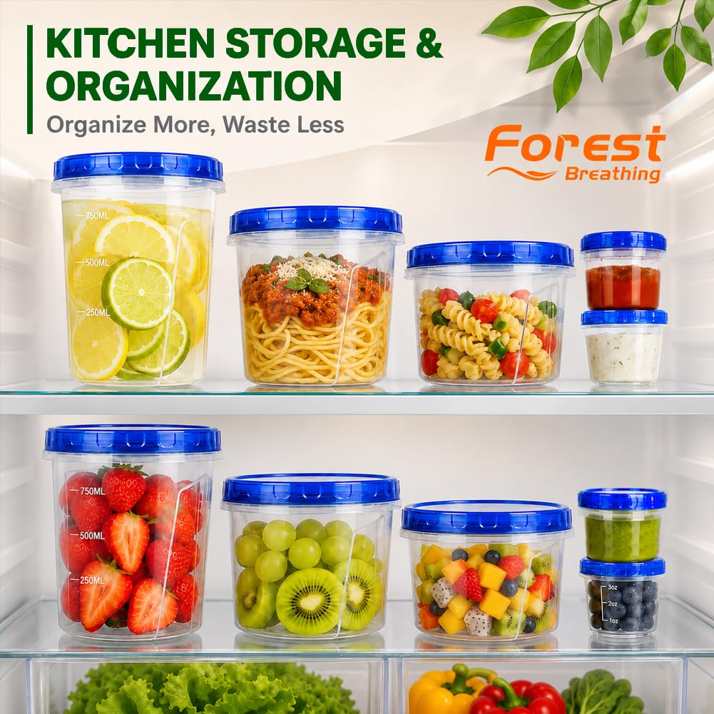 20 Pack Freezer Food Storage Containers with Twist Lids for Soup Meal Prep