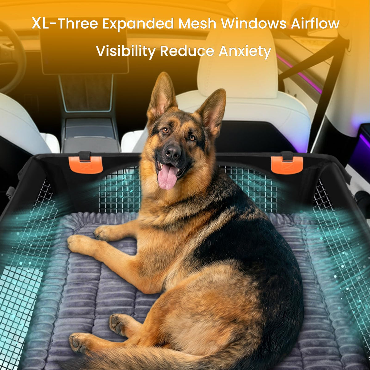 Large Dog Car Seat Half Back Seat Extender with Hard Bottom Black Large
