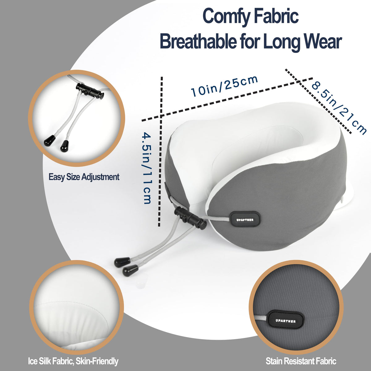 Travel Neck Pillow, Memory Foam Airplane Pillow for Long Flights Blue