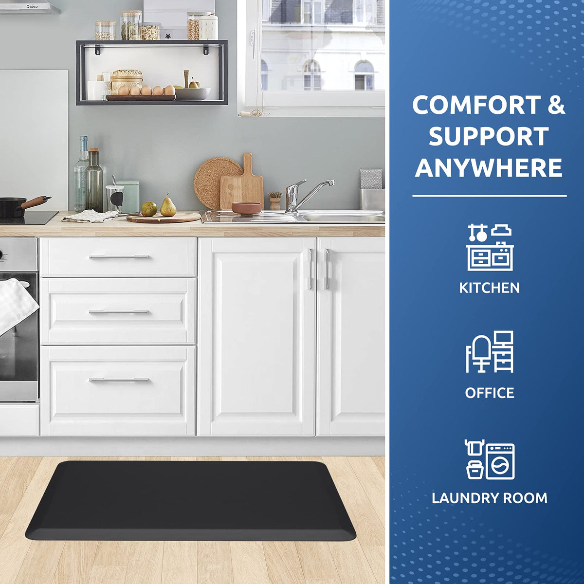 Kitchen Mat Cushioned Anti Fatigue Rug Standing and Comfort Floor Mats Chocolate 39"L x 17.3"W x 0.5"Th