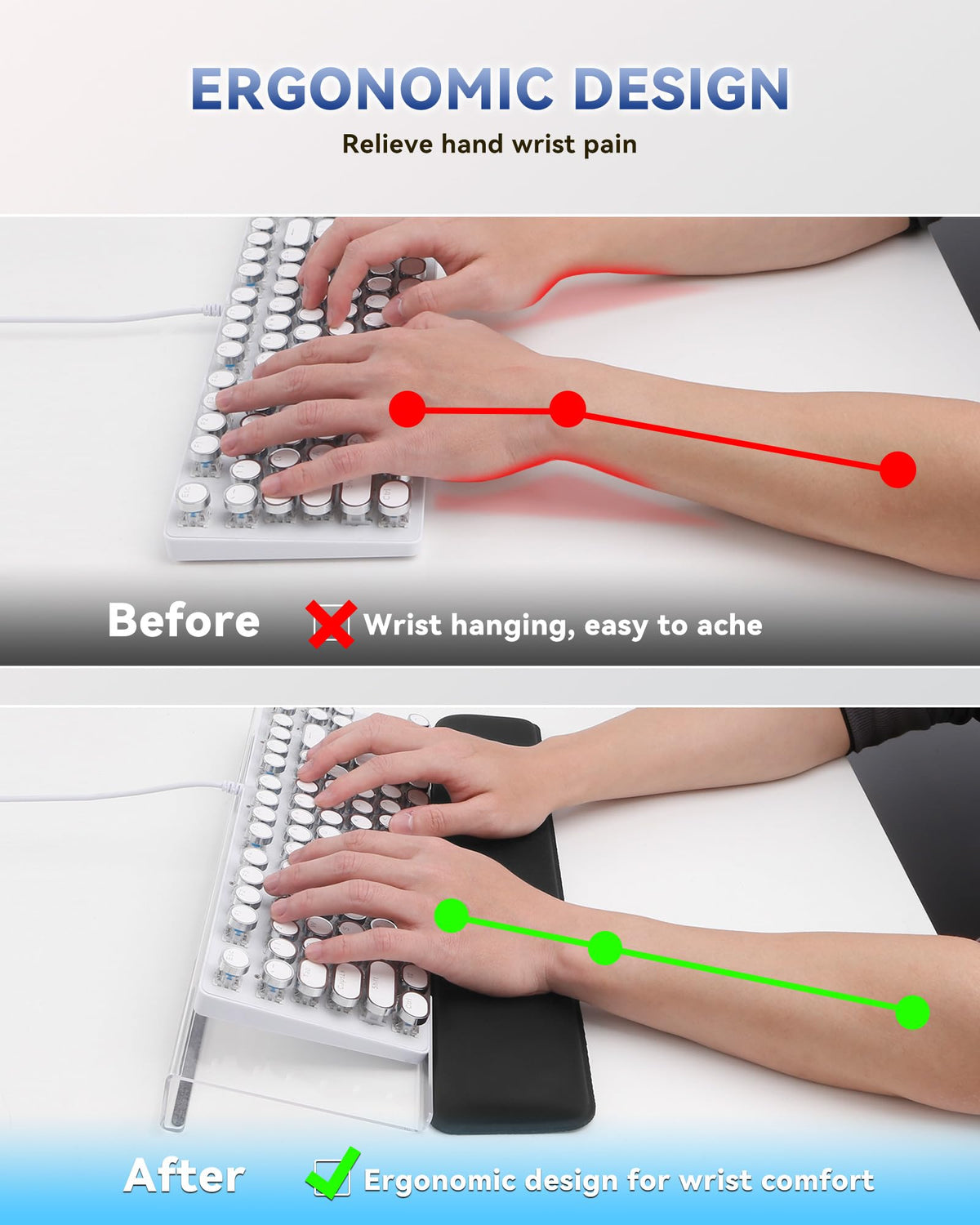 Laborio Computer Keyboard Wrist Rest, Keyboard Riser Stand for Desktop Purple Keyboard Stand With Wrist Rest