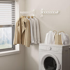 Wall Mounted Clothes Hanger Rack Foldable for Laundry Drying Rack Black Long 2P
