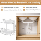 Under Sink Organizer for Kitchen and Bathroom Cabinets Pull Out Storage White 2 Pack 2Tier
