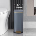 SYNCVIBE Slim Bathroom Trash Can with Soft Close Lid, 3.5 Gal, Matt White 3.5 Gallons