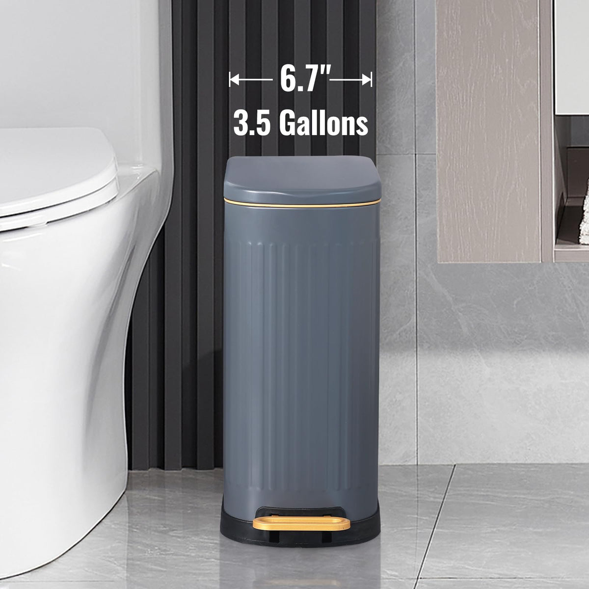 SYNCVIBE Slim Bathroom Trash Can with Soft Close Lid, 3.5 Gal, Matt White 3.5 Gallons