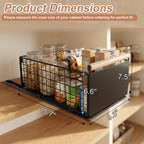 2 Pack Pull Out Cabinet Organizer Slide Out Storage Baskets with Wooden Handle, Spice Rack for Kitchen, Pantry Shelves No Drill Pullout Drawers for Under Sink, 6.6''H*9.3''W*15.7''D White 2 Pack