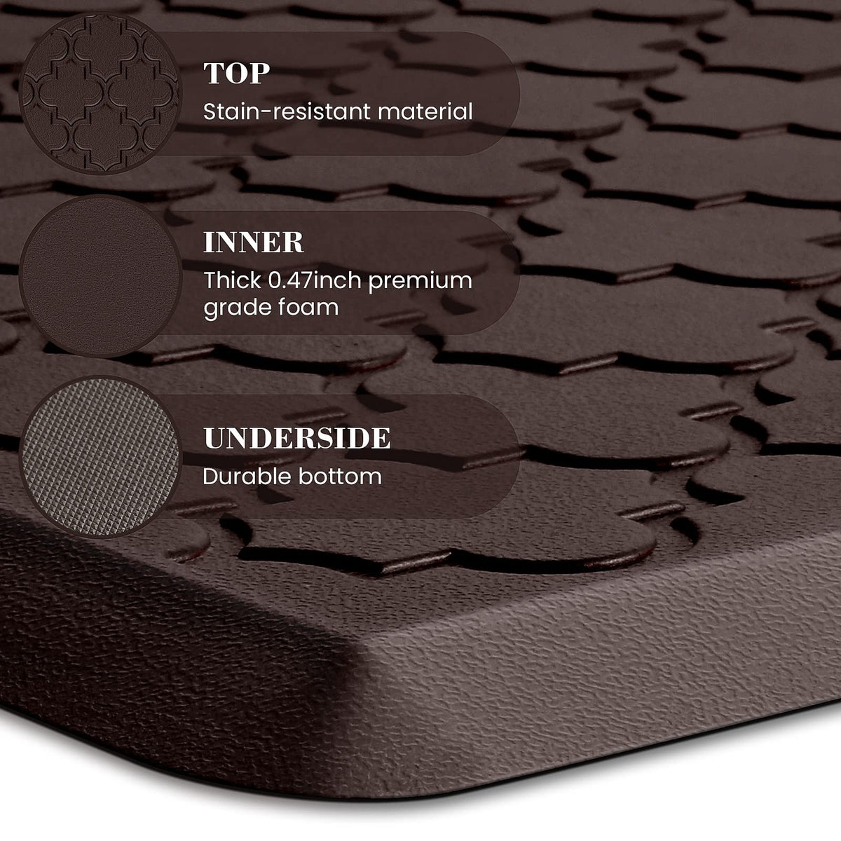 Kitchen Mat 2 PCS Cushioned Anti-Fatigue Floor Mat Standing Mat for Kitchen Stylish Grey 17.3"x29"+17.3"x47"