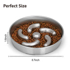 Slow Feeder Dog Bowl, 2 Cups Stainless Steel Heavy Duty Bowl Non-Slip Base