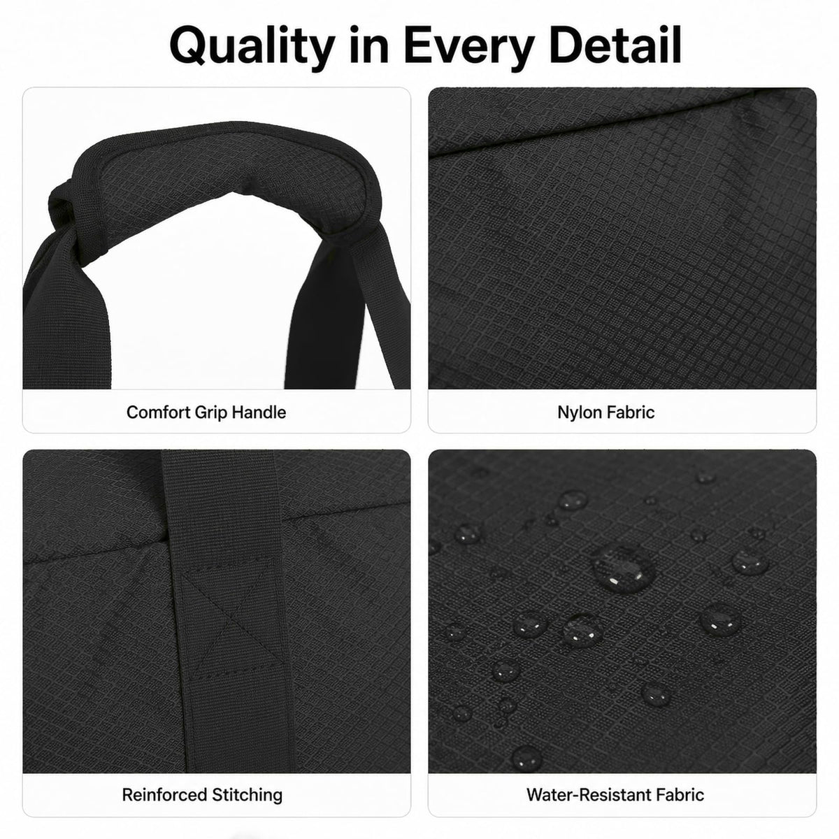 Foldable Travel Duffle Bag with Trolley Sleeve 40L Travel Bag Black