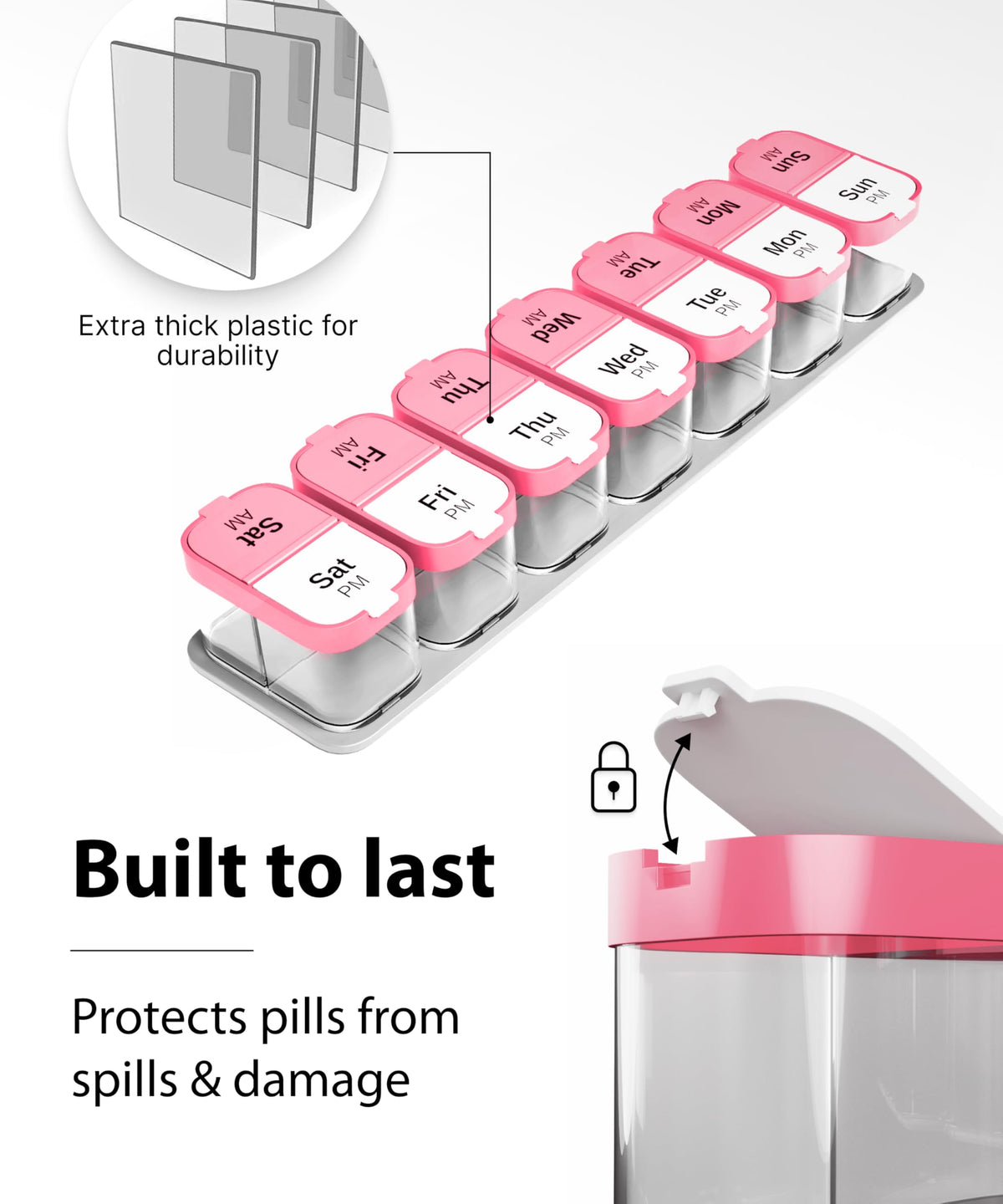 Large Weekly Pill Organizer and Medication Dispenser