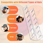 Hat Organizer for Baseball Caps Hat Rack Acrylic Hat Stand 4Pack No Install Clear-4Pack