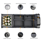 Collapsible Trunk Organizer with Insulated Leakproof Cooler Bag,Removable Lid,Adjustable Securing Straps,3 Compartments Trunk Organizer for SUV,Truck,Sedan(Grey & Black) Black&Grey With Cooler