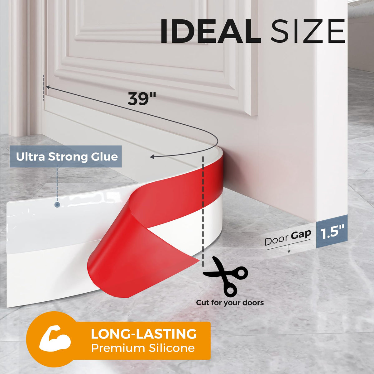 Grotheory 2 Pack Door Draft Stopper, Door Sweep, Weather Stripping Seal Black