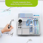 YINGHUA 3 Compartment Magnetic Metal Mesh Pen Holder, White Desk Caddy