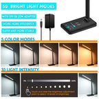 LED Desk Lamp with Wireless Charger, USB Charging Port, Eye Care Black PRO