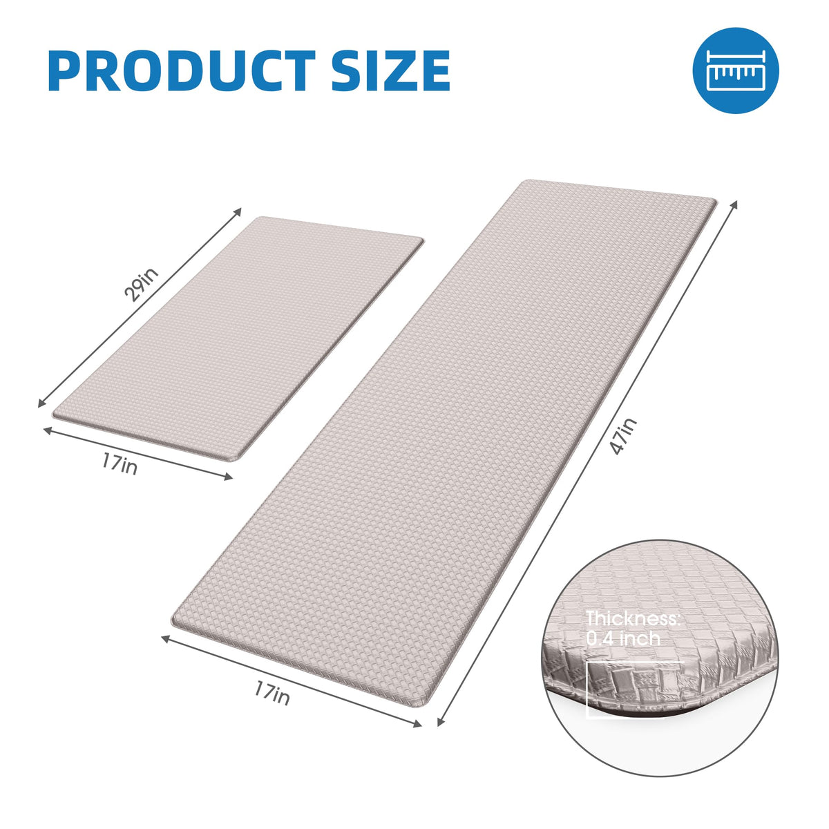 Kitchen Mats for Floor, [2PCS] Anti-Fatigue Kitchen Rugs, Black 2pc: 17" x 29" + 17" x 47"